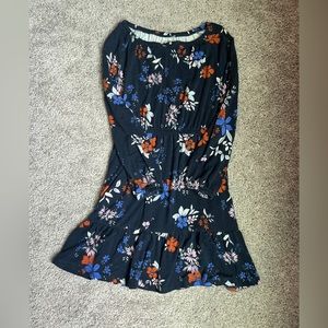 Girl fall dress, navy blue long sleeve dress for girls, soft fall style dress